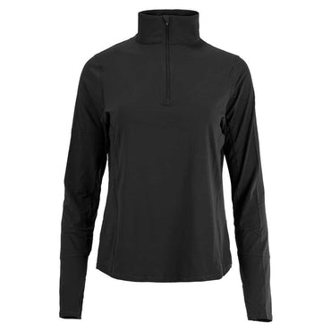 Women's Relaxed Mock Zip Tennis Top Womens Apparel BLOQUV BLACK XS