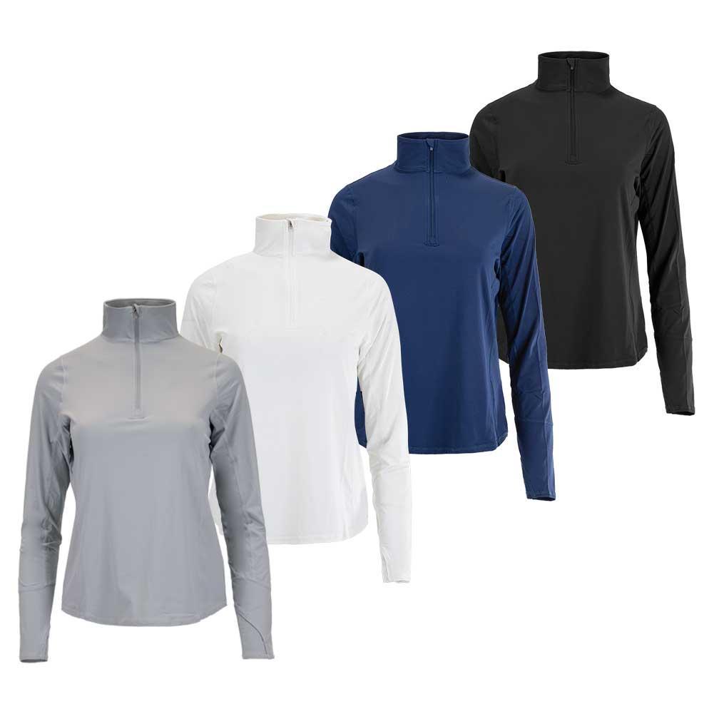 Women's Relaxed Mock Zip Tennis Top Womens Apparel BLOQUV