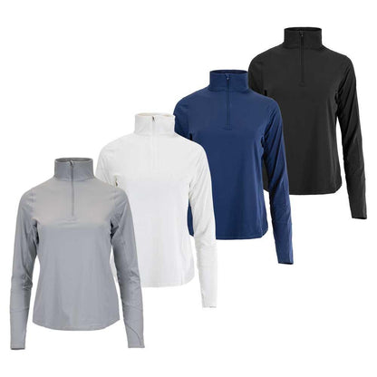 Women's Relaxed Mock Zip Tennis Top Womens Apparel BLOQUV