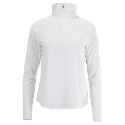 Women's Relaxed Mock Zip Tennis Top Womens Apparel BLOQUV WHITE XS