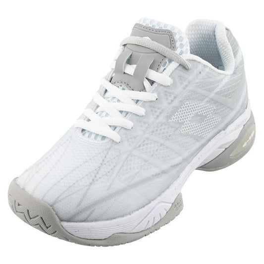 Women's Mirage 300 Speed Tennis Shoes All White and Silver Metal 2 Womens Shoes LOTTO 5.5