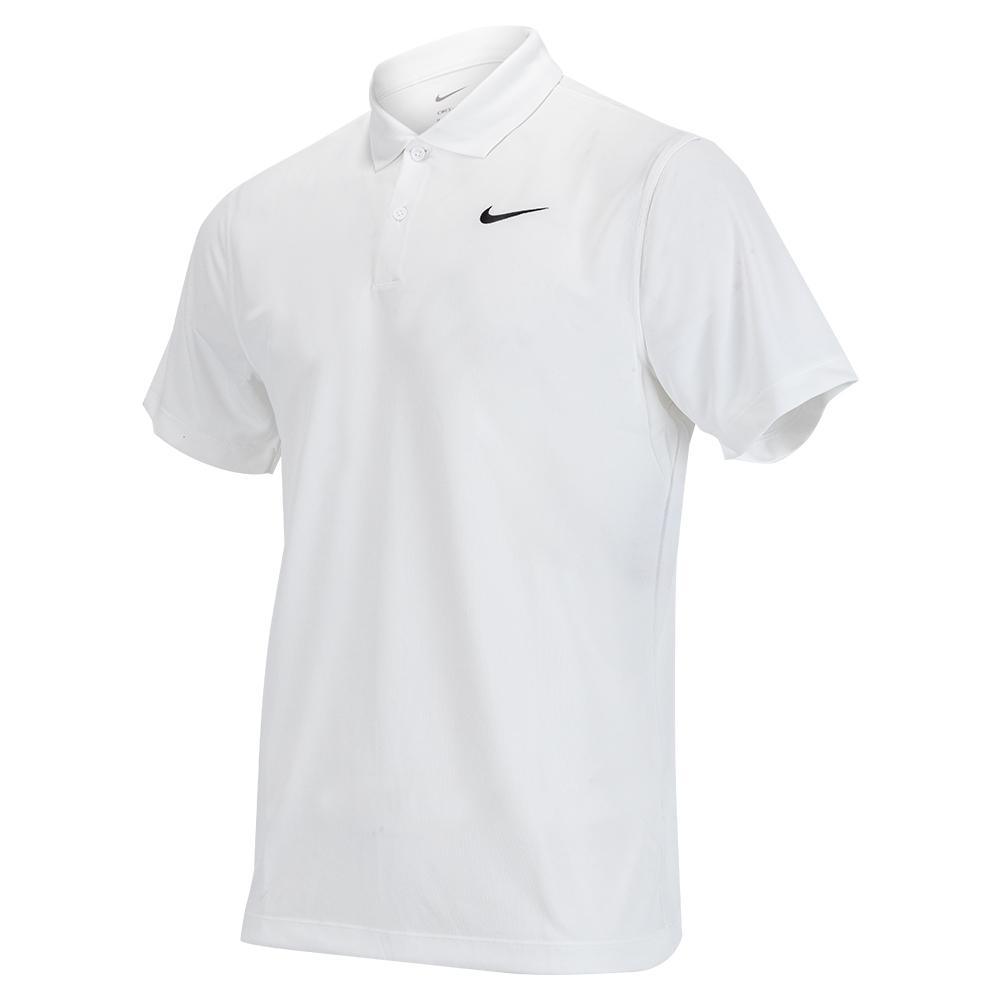 Men's Court Dri-FIT Solid Tennis Polo Training NIKE White/Black XS