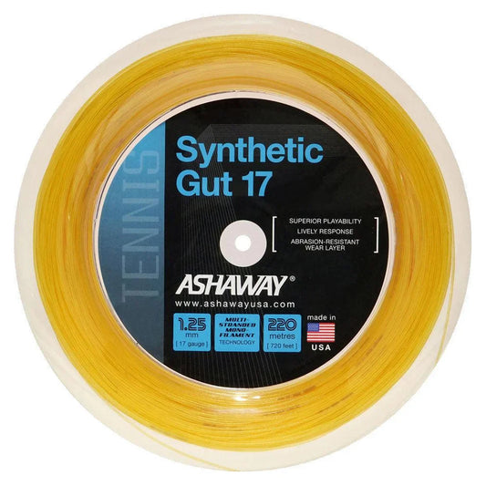 Synthetic Gut 17G 720 Foot Tennis String Reel Strings ASHAWAY Yellow