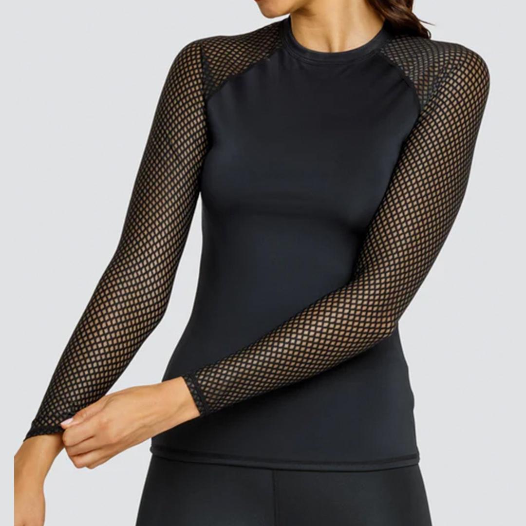 Women's Etta Long Sleeve Tennis Top Onyx Womens Apparel TAIL S