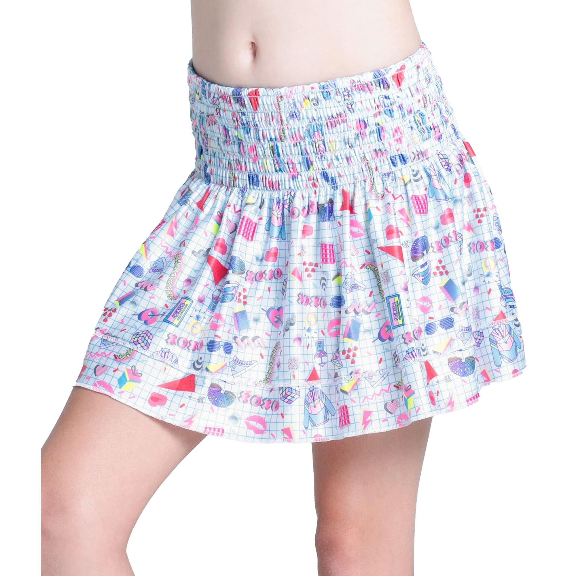 Girls` Diva Smocked Tennis Skort Multicolor LUCKY IN LOVE
