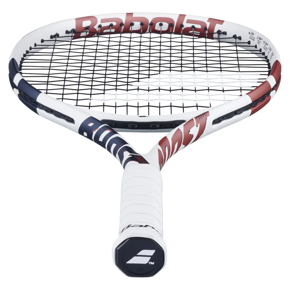 Boost Drive Prestrung Tennis Racquet White and Blue BABOLAT