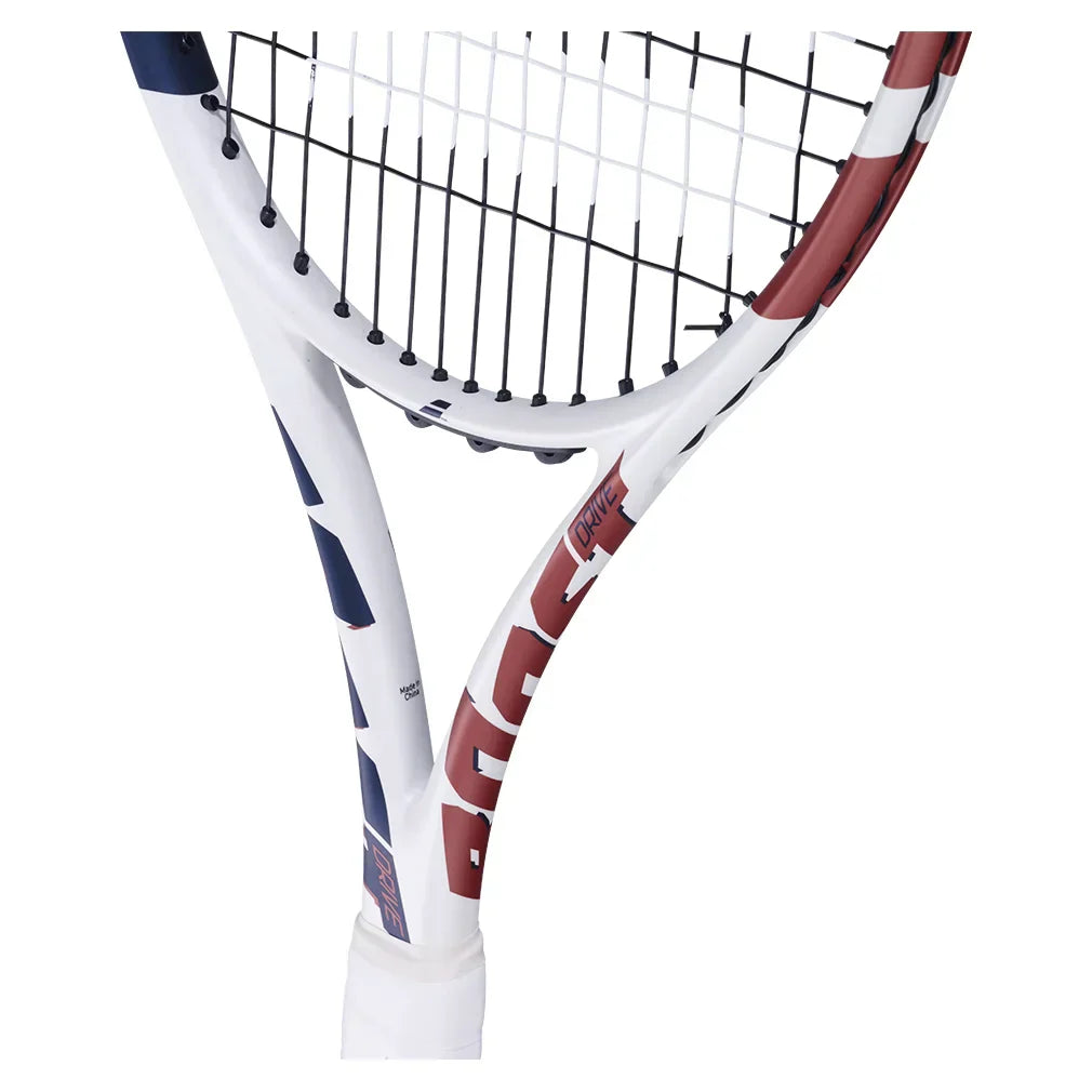 Boost Drive Prestrung Tennis Racquet White and Blue BABOLAT