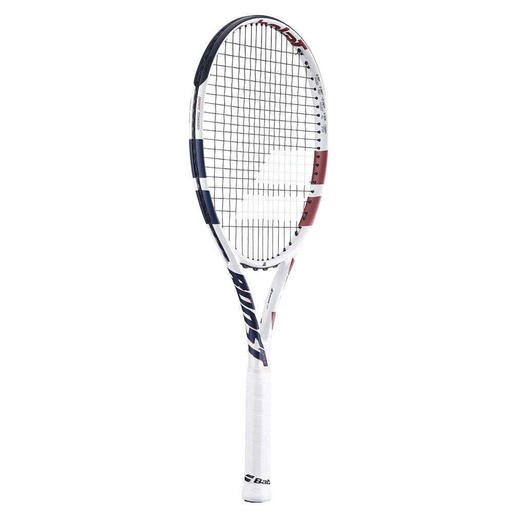 Boost Drive Prestrung Tennis Racquet White and Blue BABOLAT