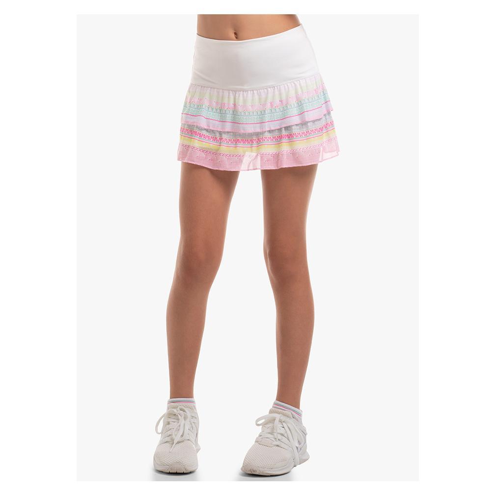 Girl's Retro Deco Mesh Tennis Skort Peony Girls Apparel LUCKY IN LOVE