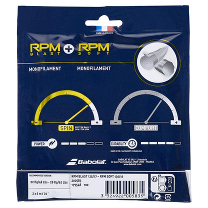 RPM Blast 17 + RPM Soft 16 Hybrid Tennis String Strings BABOLAT