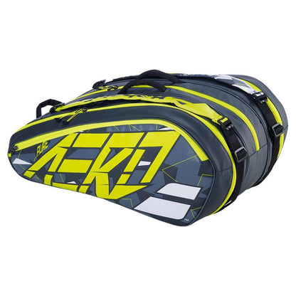 Pure Aero RHx12 Tennis Bag Grey and Yellow Tournament Gear BABOLAT