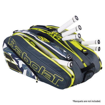 Pure Aero RHx12 Tennis Bag Grey and Yellow Tournament Gear BABOLAT
