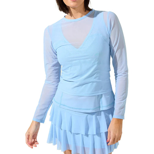 Women`s Breezy Mesh Long Sleeve Tennis Top Bouquet BOBBE XS BOUQUET