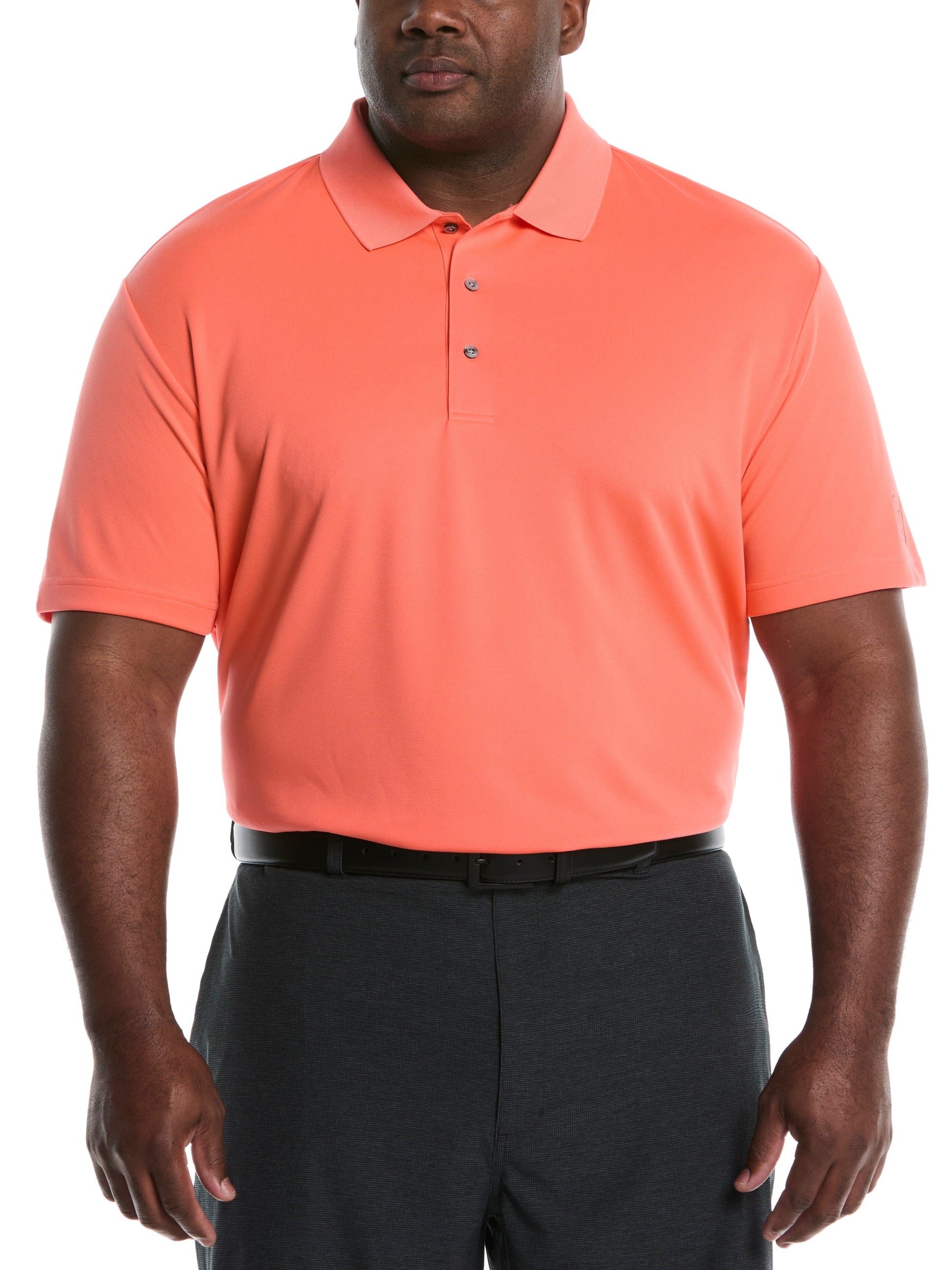 Big & Tall Airflux Solid Mesh Golf Polo (Living Coral) 