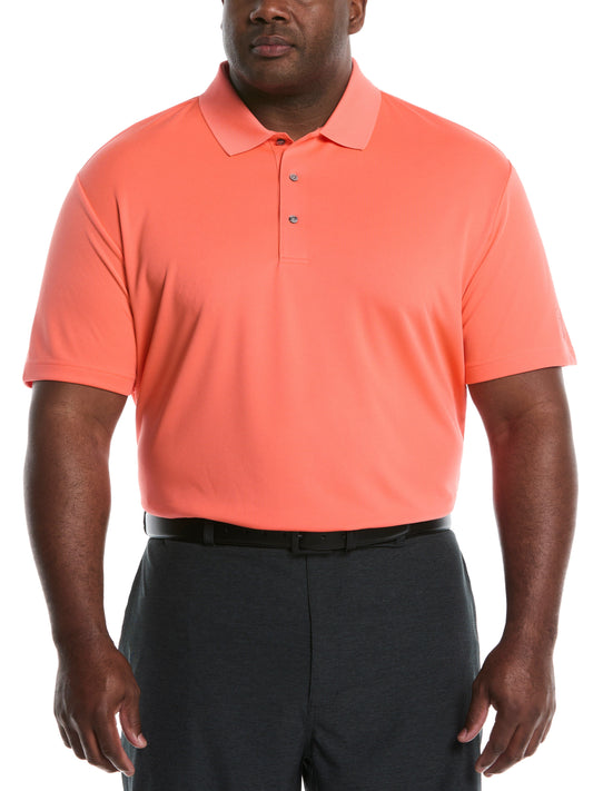 Big & Tall Airflux Solid Mesh Golf Polo (Living Coral) 