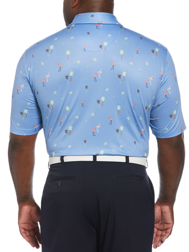 Big & Tall Flamingo Print Golf Polo