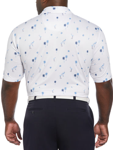 Big & Tall Flamingo Print Golf Polo