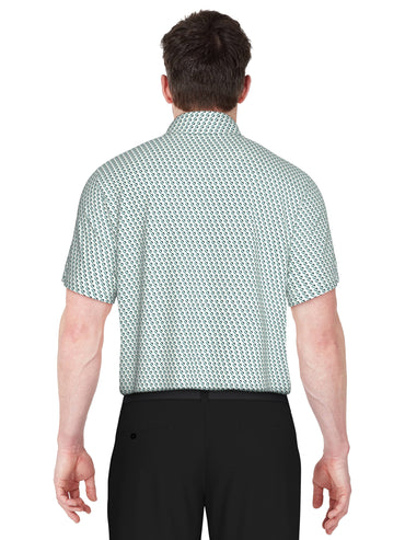 Big & Tall Short Sleeve Stretch Performance Fish Geo Print Polo
