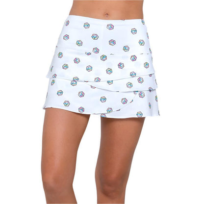 Women`s Long Scallop Pickleball Skort Multicolor LUCKY IN LOVE XS 30955_PADDLE_STRIKE