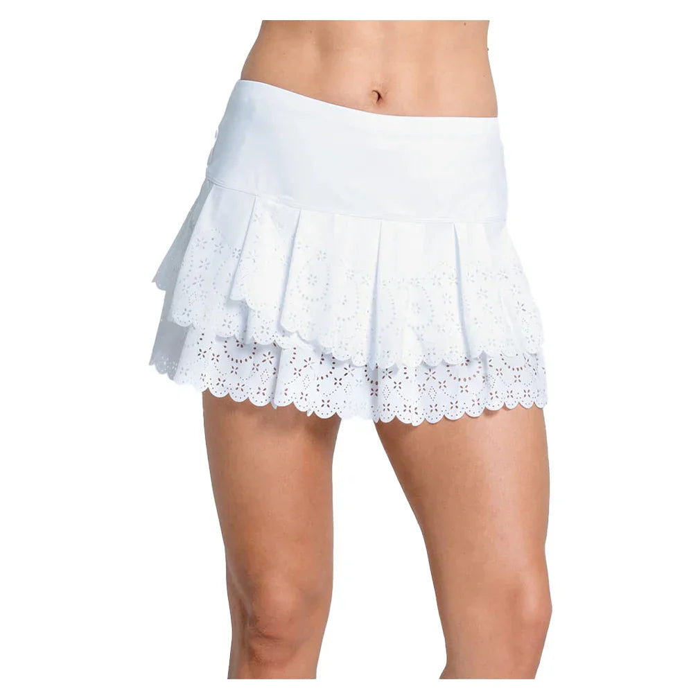 Women`s Laser Bloom 13 Inch Tennis Skort LUCKY IN LOVE XS WHITE