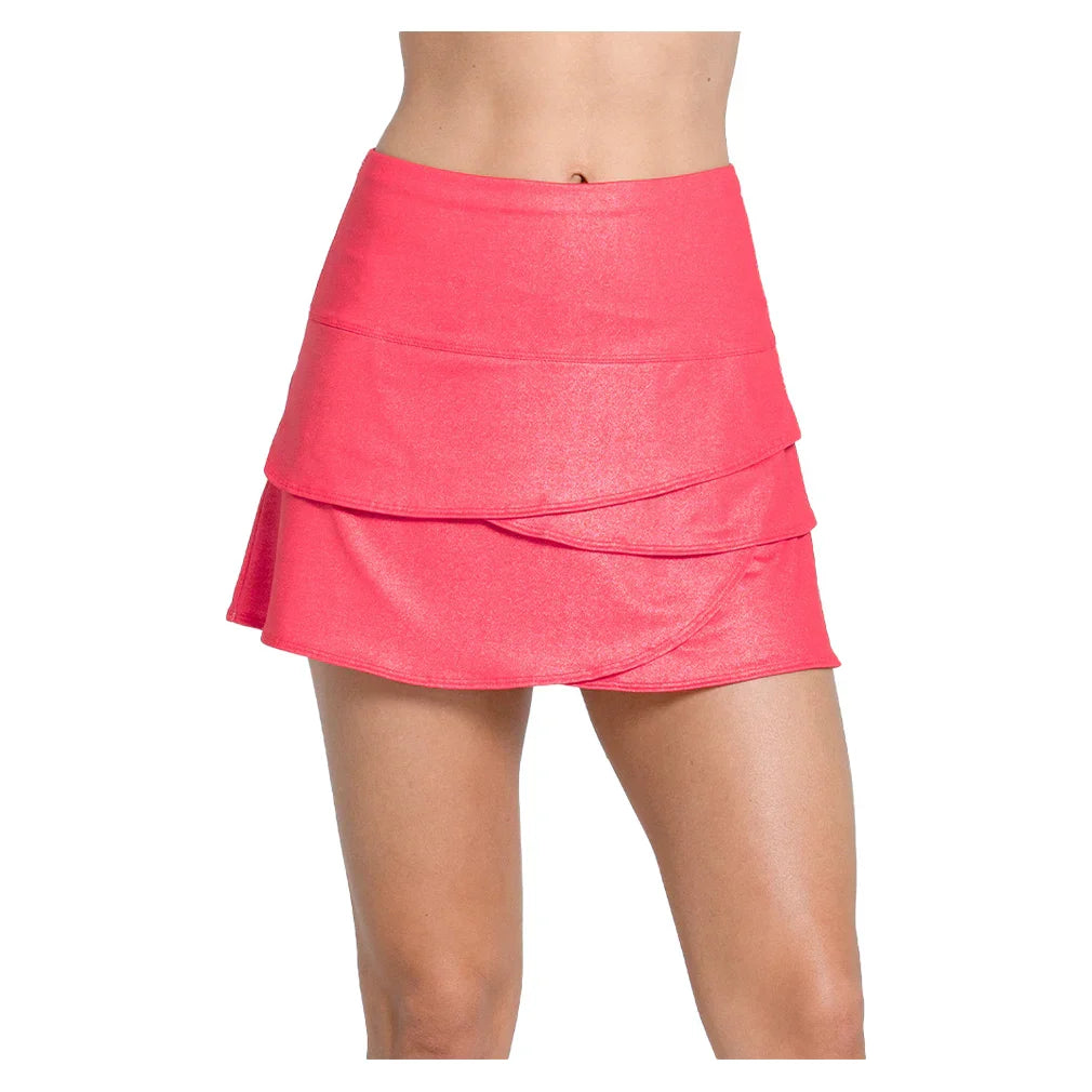 Women`s All That Shimmers Scallop 14 Inch Tennis Skort LUCKY IN LOVE XS 26B647_CORAL_CRUSH