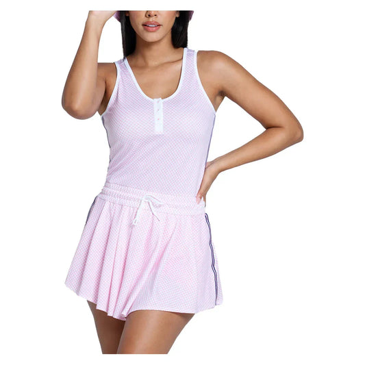 Women`s Country Club Plaid Tennis Dress LUCKY IN LOVE XS 76B695_TAFFY