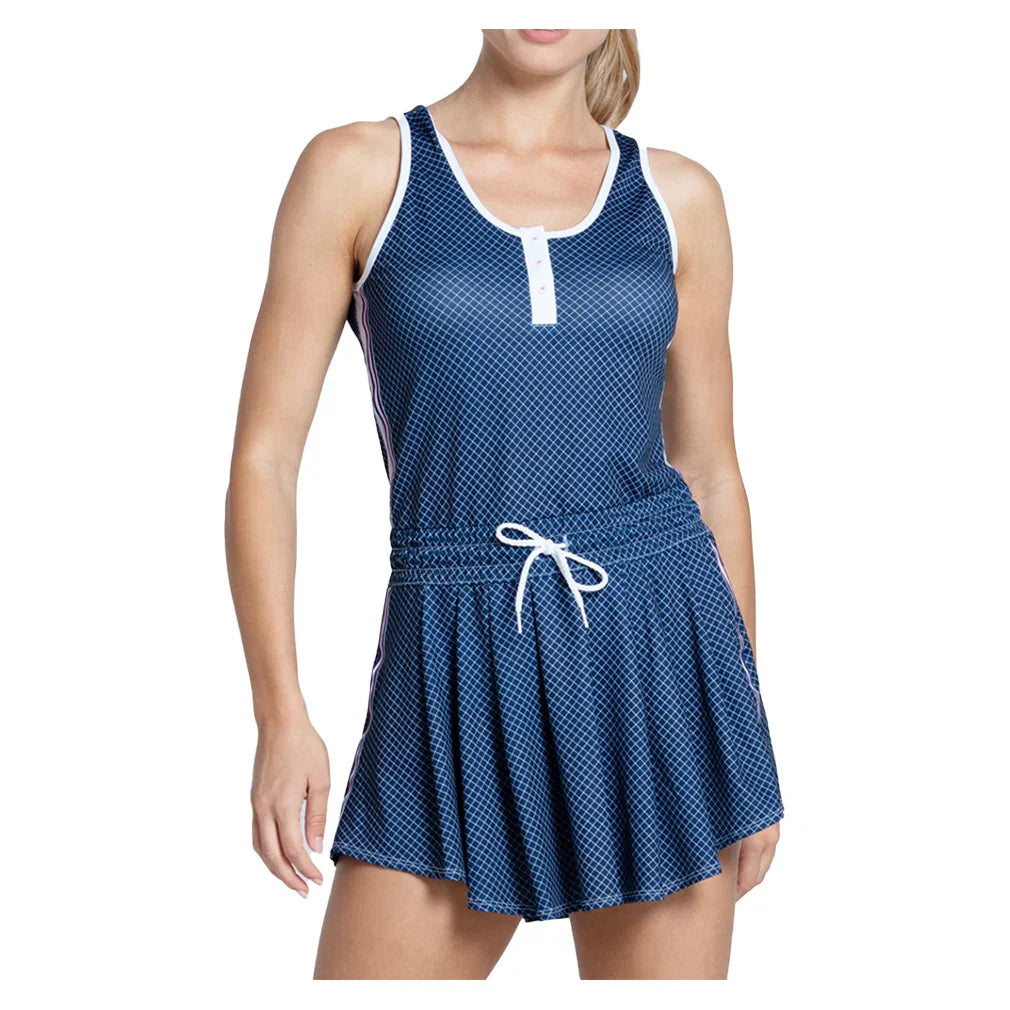 Women`s Country Club Plaid Tennis Dress LUCKY IN LOVE XS 77B401_MIDNIGHT