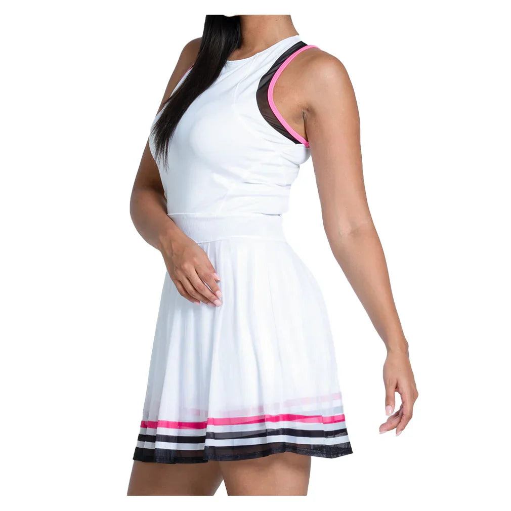 Women`s Kinetic Energy Tennis Dress White and Black LUCKY IN LOVE