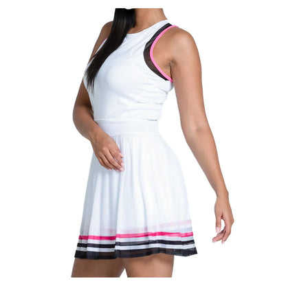 Women`s Kinetic Energy Tennis Dress White and Black LUCKY IN LOVE