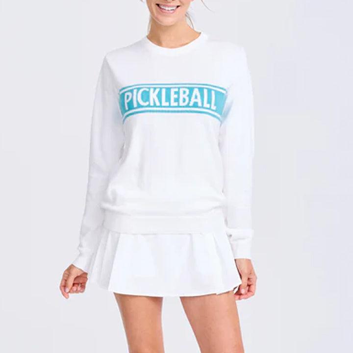 Women`s Club Sport Pickleball Sweater White and Light Blue AME AND LULU