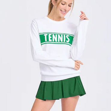 Women`s Club Sport Tennis Sweatshirt White and Green AME AND LULU
