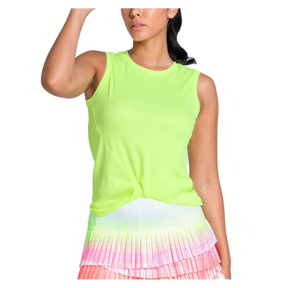 Women`s Twist Front Tennis Tank Lemon Frost LUCKY IN LOVE XS