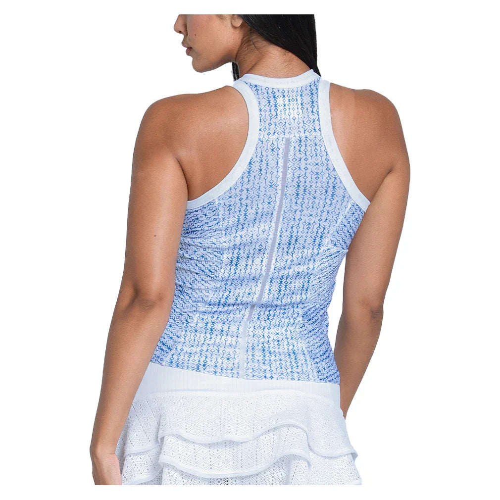 Women`s Boho Tile Rib Tennis Tank Royal LUCKY IN LOVE