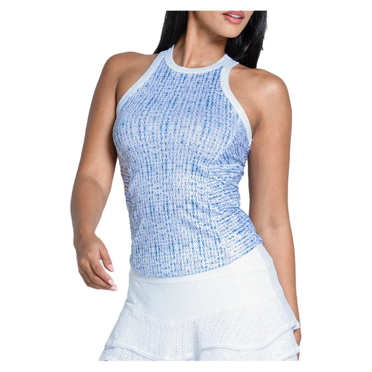 Women`s Boho Tile Rib Tennis Tank Royal LUCKY IN LOVE XS Blue