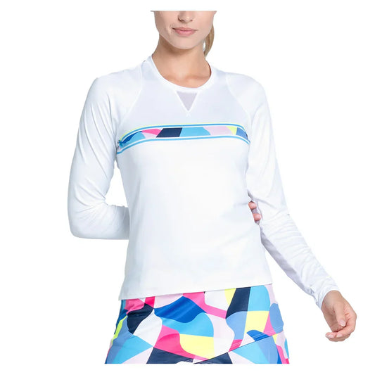 Women`s Paddle Groove Long Sleeve Pickleball Top Multicolor LUCKY IN LOVE XS