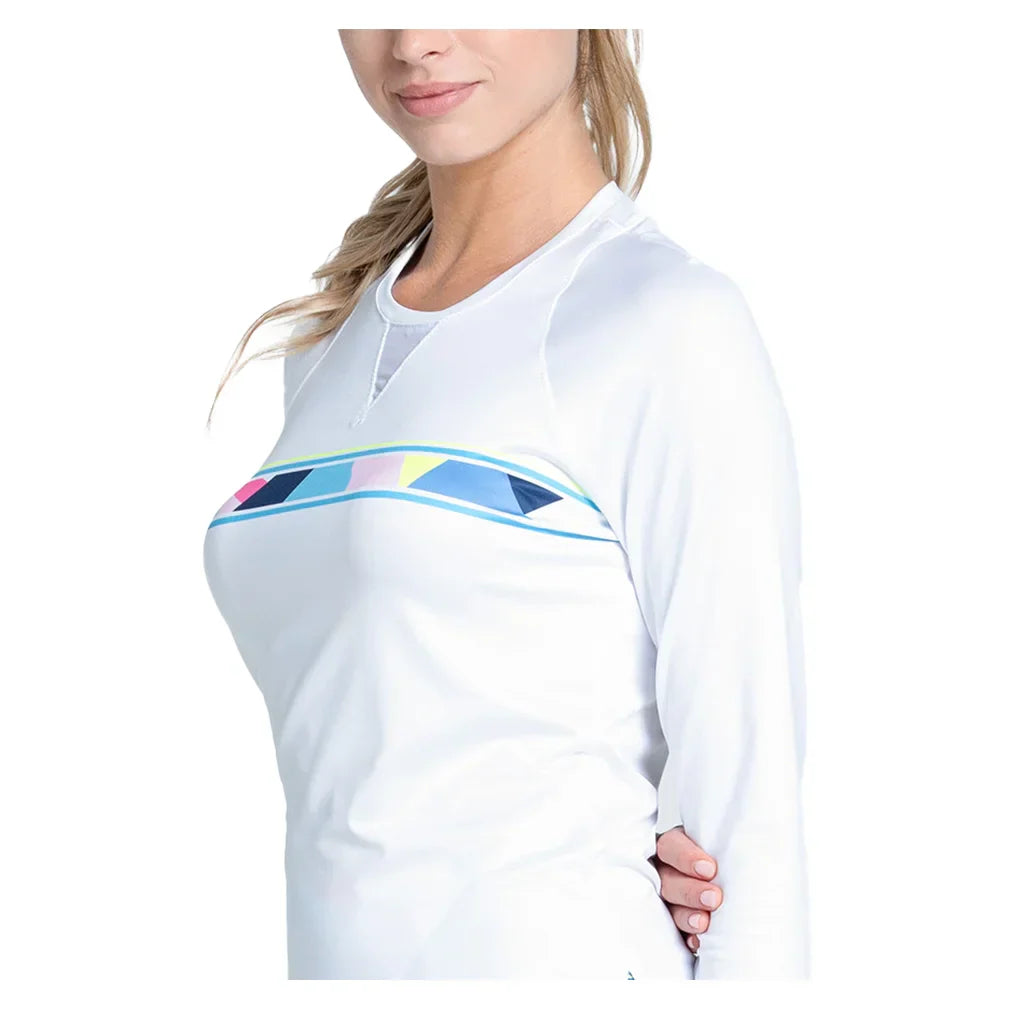 Women`s Paddle Groove Long Sleeve Pickleball Top Multicolor LUCKY IN LOVE