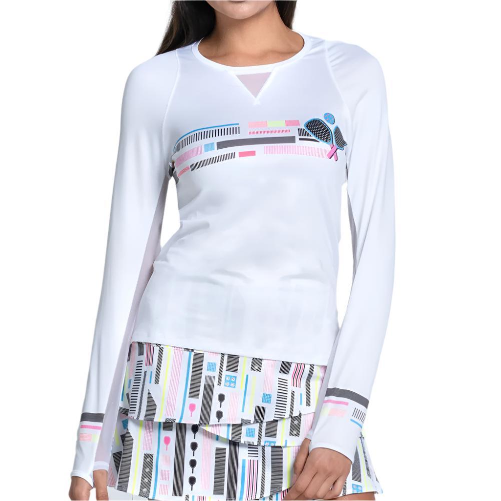 Women`s Long Sleeve Pickleball Top Multicolor LUCKY IN LOVE XS Y27955_SERVE_ON