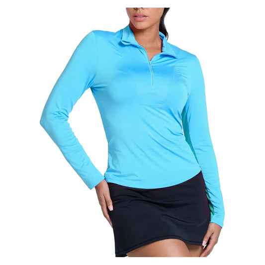 Women's LUV Free Play Zip Long Sleeve Tennis Top Parrot LUCKY IN LOVE XS