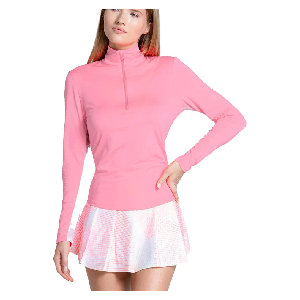 Women's LUV Free Play Zip Long Sleeve Tennis Top Flamingo LUCKY IN LOVE