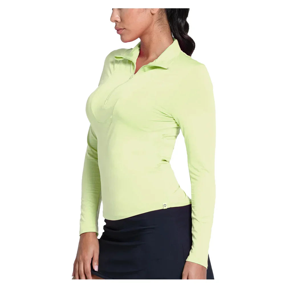Women's LUV Free Play Zip Long Sleeve Tennis Top Lemon Frost LUCKY IN LOVE XS