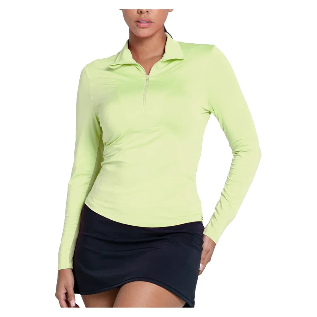Women's LUV Free Play Zip Long Sleeve Tennis Top Lemon Frost LUCKY IN LOVE