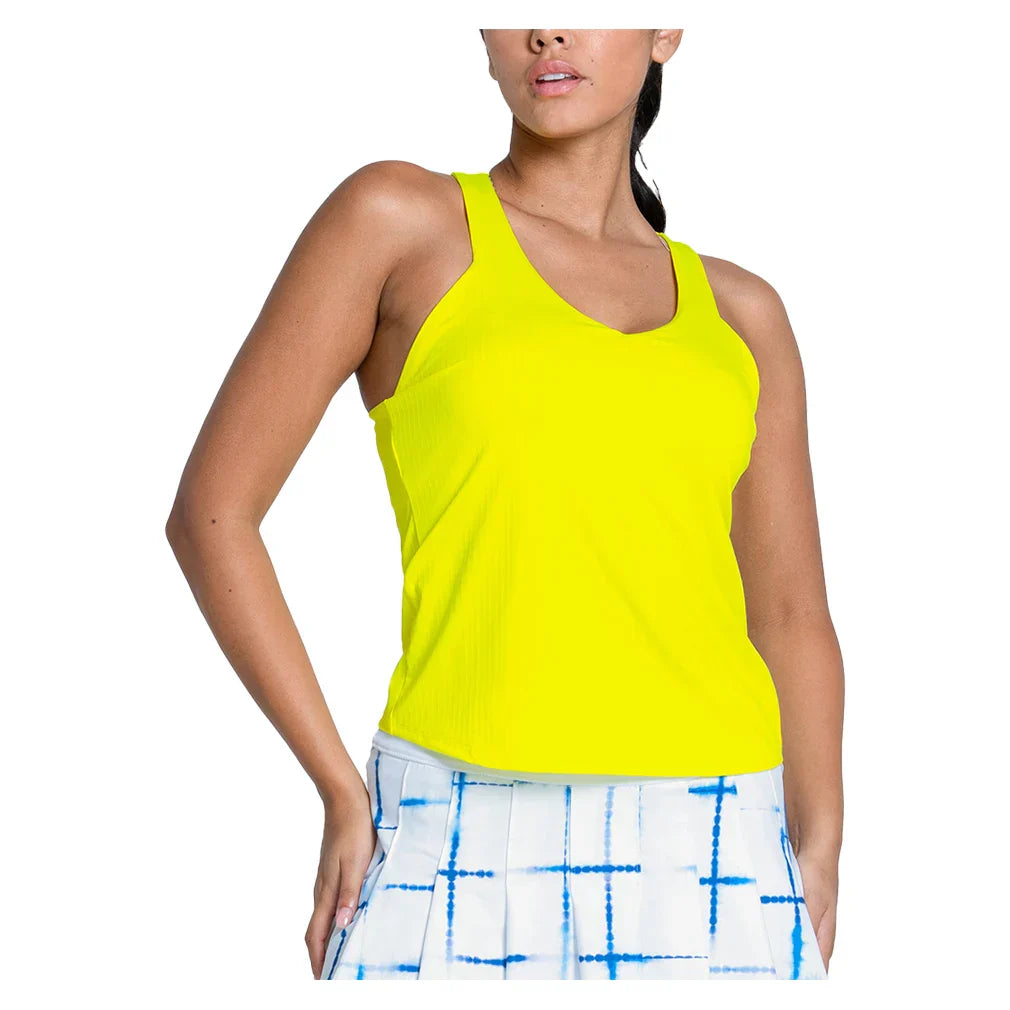Women`s Club House Tennis Tank with Bra Yellow LUCKY IN LOVE XS Yellow