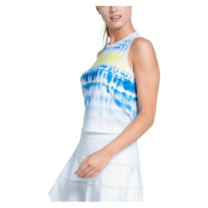 Women`s Shibori Wave Tennis Tank Royal LUCKY IN LOVE
