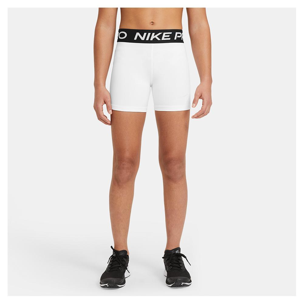 Girls' Pro Training Shorts White and Pure Platinum Training NIKE