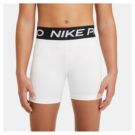 Girls' Pro Training Shorts White and Pure Platinum Training NIKE White XS