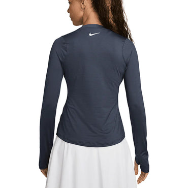 Women`s Dri-Fit Victory Long Sleeve Print Top Thunder Blue and White NIKE