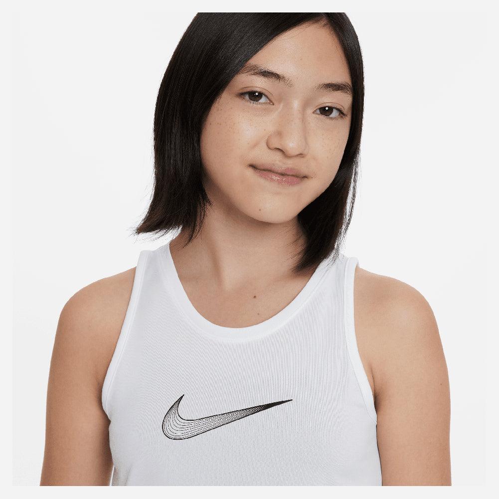 Girls' Dri-FIT One Training Tank White and Black Training NIKE S