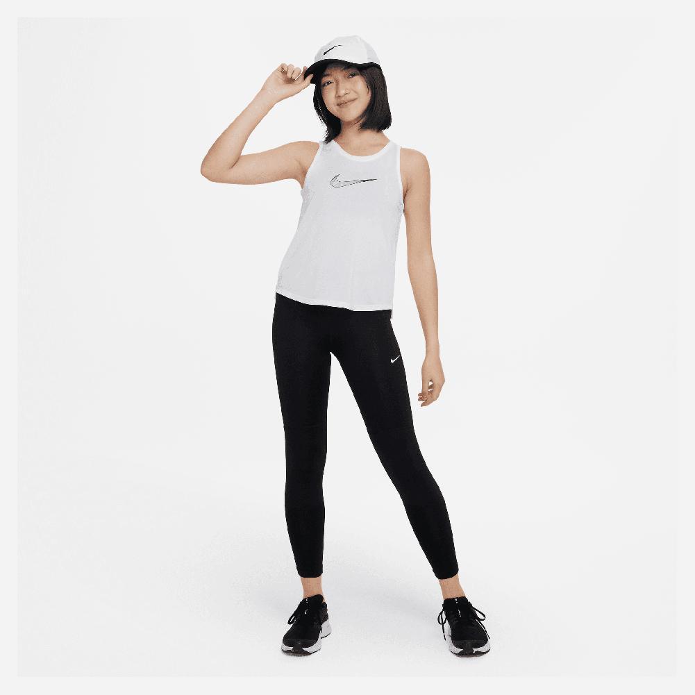 Girls' Dri-FIT One Training Tank White and Black Training NIKE