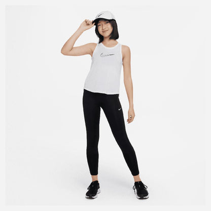 Girls' Dri-FIT One Training Tank White and Black Training NIKE