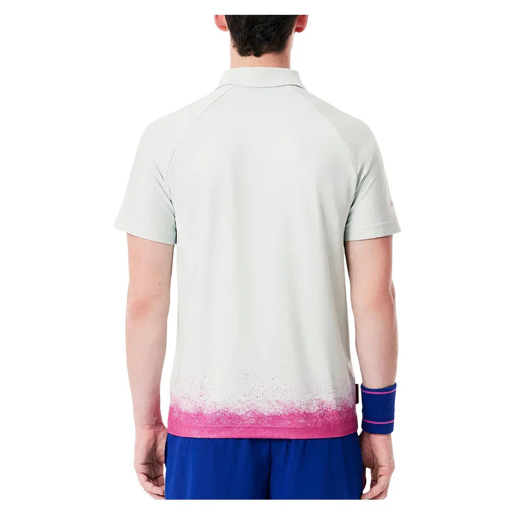 Men`s Roland Garros Medvedev On Court Mesh Tennis Polo Pale Green and Malva LACOSTE